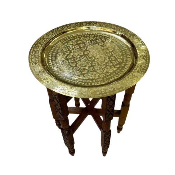 Moroccan Tea Table in Hammered Brass – Artisan Made