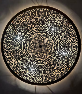 Handcrafted Moroccan Brass Wall Light Radiant Sunburst Design Gold Finish